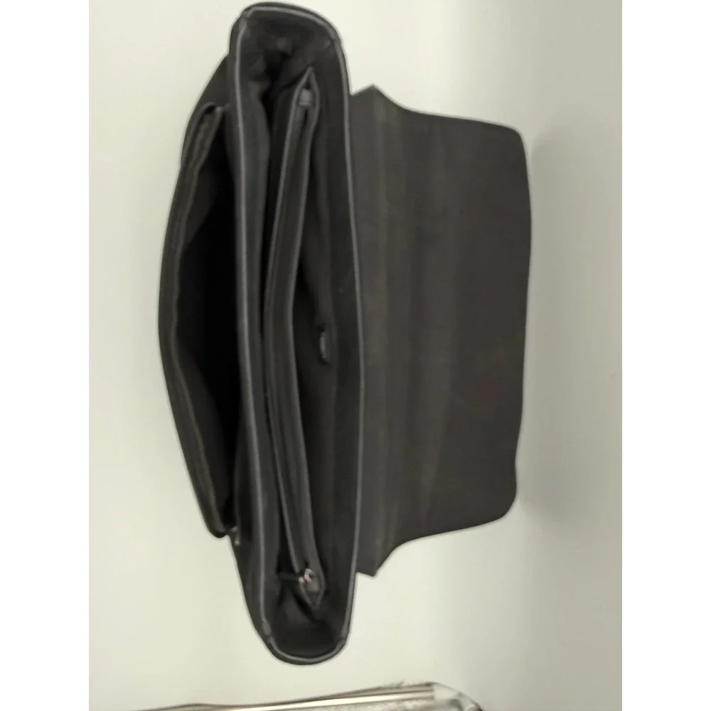 Typo Black Canvas Faux Leather Messenger Bag Crossbody Laptop Satchel Work Bag